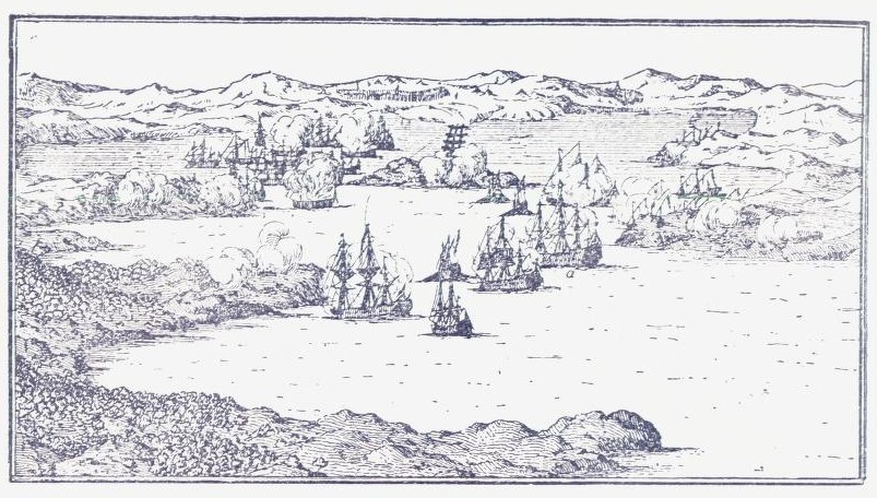 Tordenskiold i Dynekilen. a Tordenskiolds skib »Hvite Ørn«.