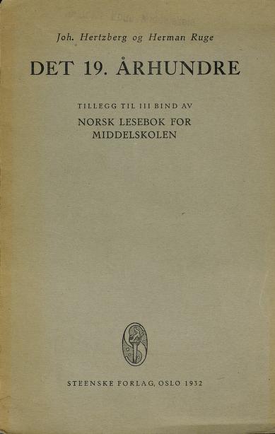 Norsk lesebok for middelskolen : Tillegg til bind III: Det 19. århundre